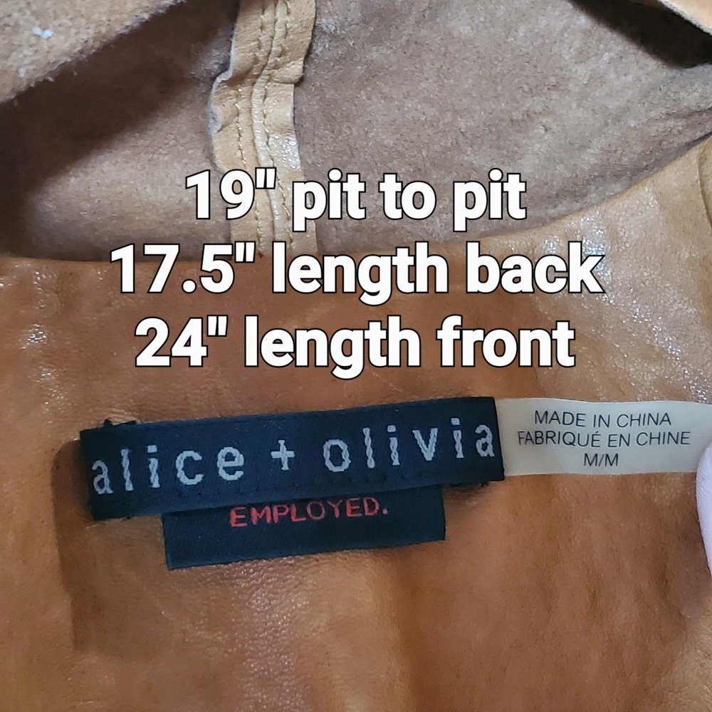 Alice & Olivia Boho Lambskin Leather Jacket Open Drape Western Cowgirl Size M - Picture 6 of 8